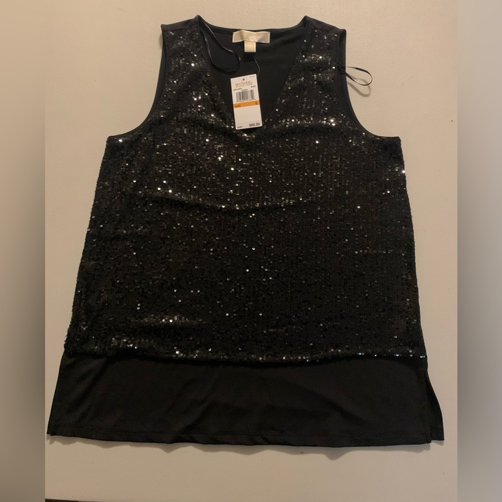 Michael Kors women’s Black Sequin Sleeveless Top, Size S